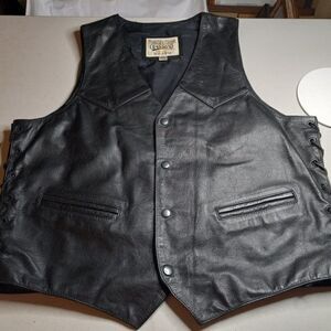 Open Road Wilsons Leather Vest 3D Eagle Head on Back